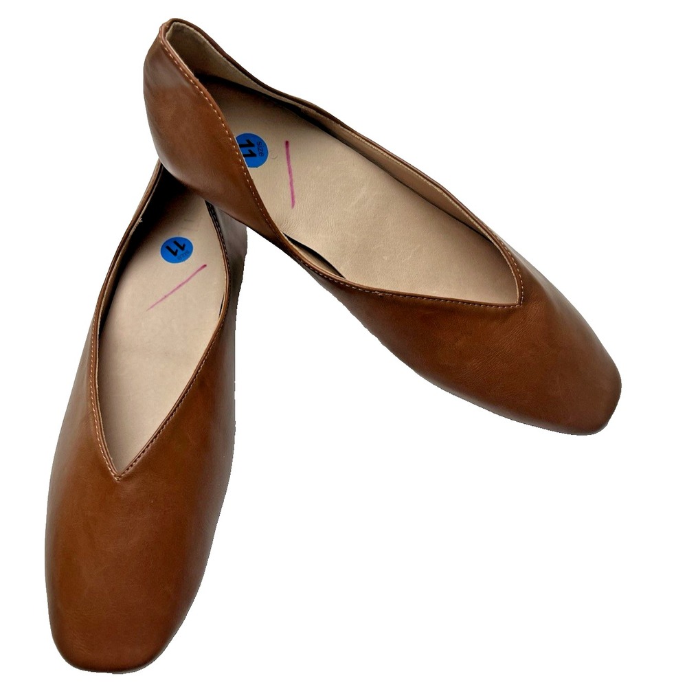 TIJN Eemeli Vegan Brown Flats Size 11